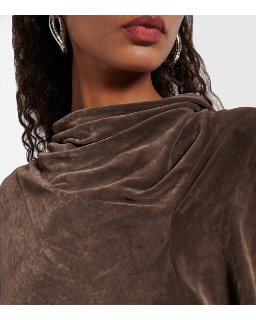 Rick Owens Brown Draped Crepe Top