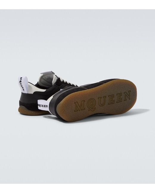 McQueen Black Ec1 Suede-Trimmed Sneakers for men