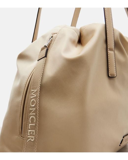 Moncler Natural New Trick Leather-Trimmed Tote Bag