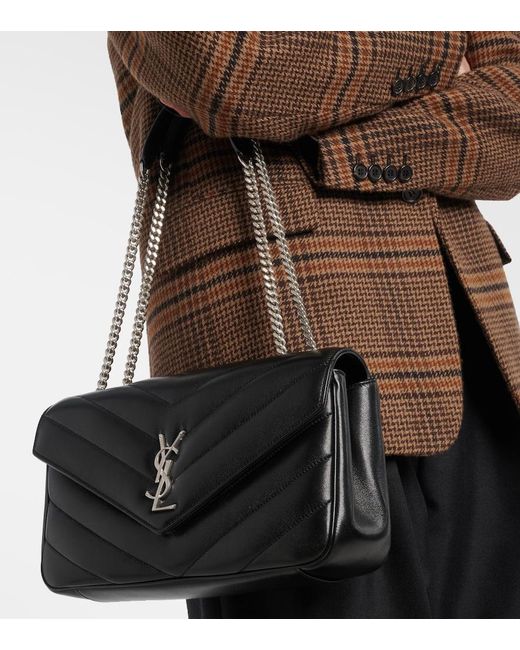 Saint Laurent Black Loulou Medium Leather Shoulder Bag