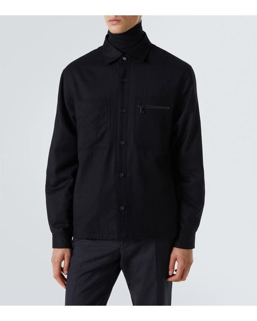 Zegna Black Technical Wool Overshirt for men