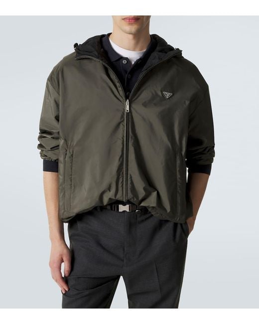Prada Green Re-Nylon Reversible Leather-Trimmed Jacket for men