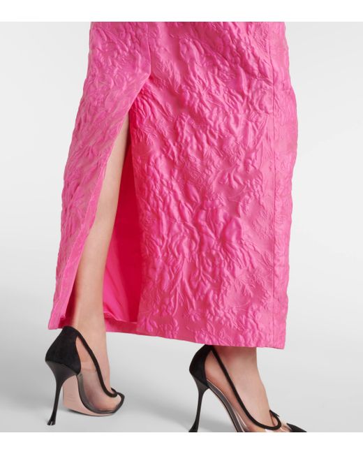 Robe longue en jacquard Monique Lhuillier en coloris Pink