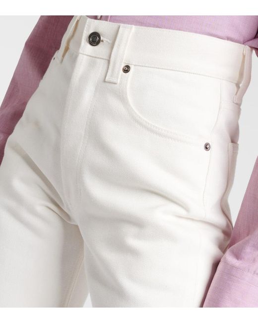 Jeans rectos de algodon y seda Loro Piana de color White