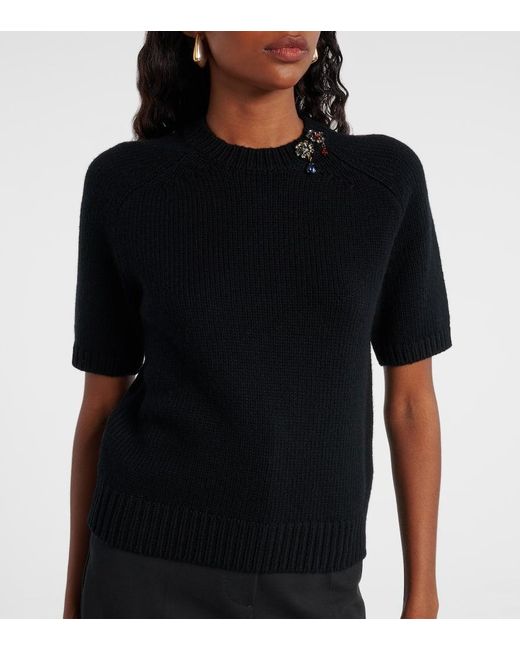 Max Mara Black Top Pepli Aus Wolle Und Kaschmir
