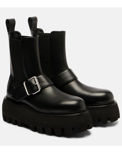 Alexander McQueen Black Ankle Boots Sofa Buckle Aus Leder