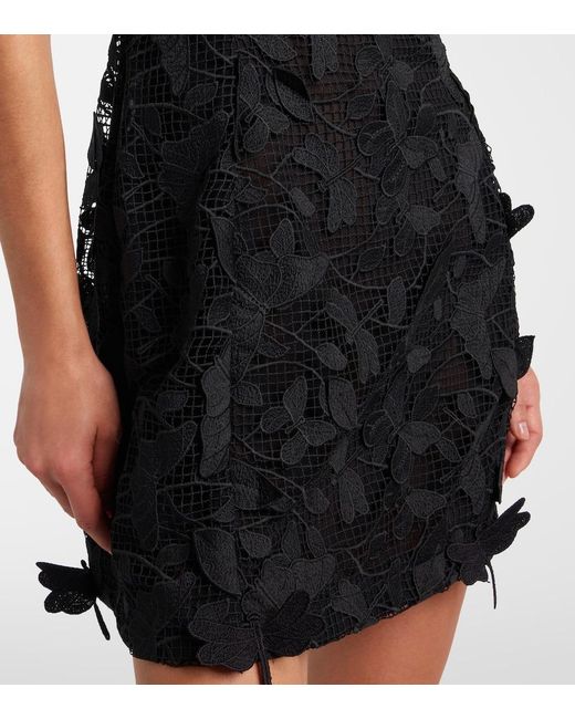 Blumarine Black Embroidered Lace Minidress