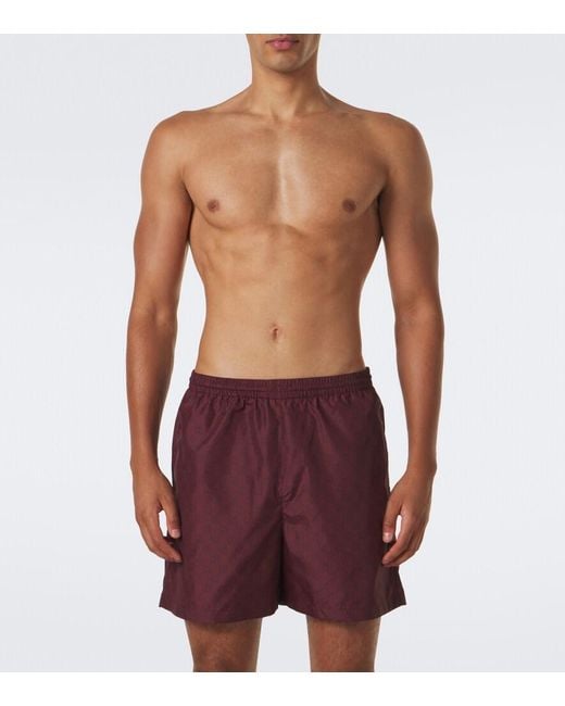 Gucci Purple Gg Poplin Swim Trunks for men