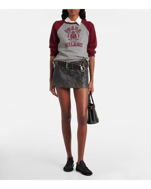 Prada Black Belted Leather Miniskirt