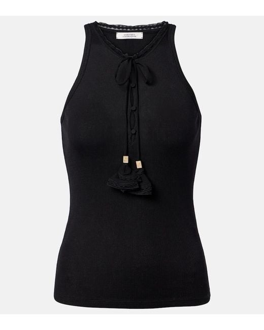 Dorothee Schumacher Black Pure Sleekness Ribbed-Knit Cotton Tank Top