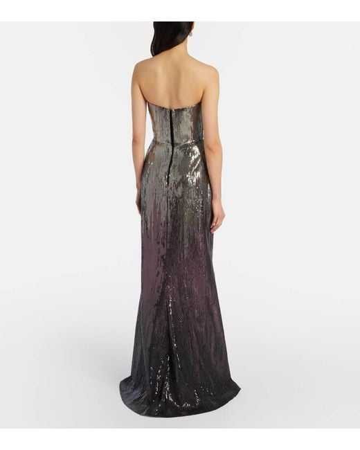 Elie Saab Black Sequined Strapless Bustier Gown