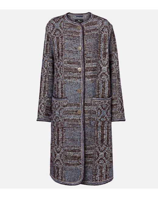 Abrigo De Algodon Y Lana En Jacquard Etro de color Gray