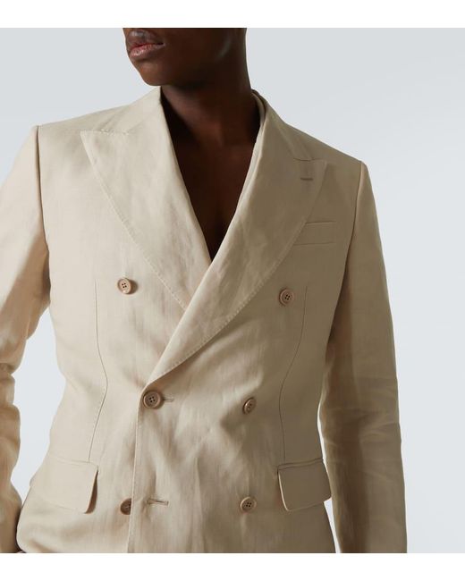 Dolce & Gabbana Natural Double-Breasted Linen Blazer for men
