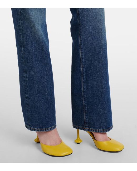 FRAME Blue Vertical High-Rise Straight Jeans