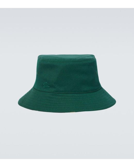 Burberry Green Check Reversible Twill Bucket Hat for men