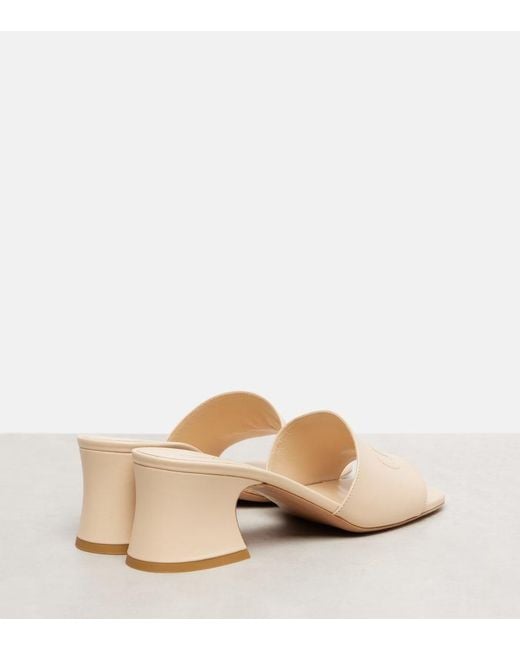 Chloé Natural Soleil 55 Logo Leather Mules