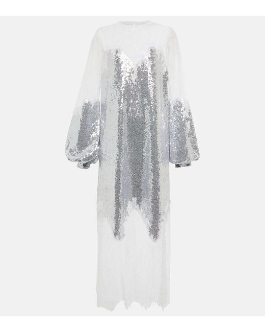 【Costarellos】 Valenciaクリスタル-embellishedクレープミニド Costarellos Zahara Sequined And Lace Gown in White | Lyst