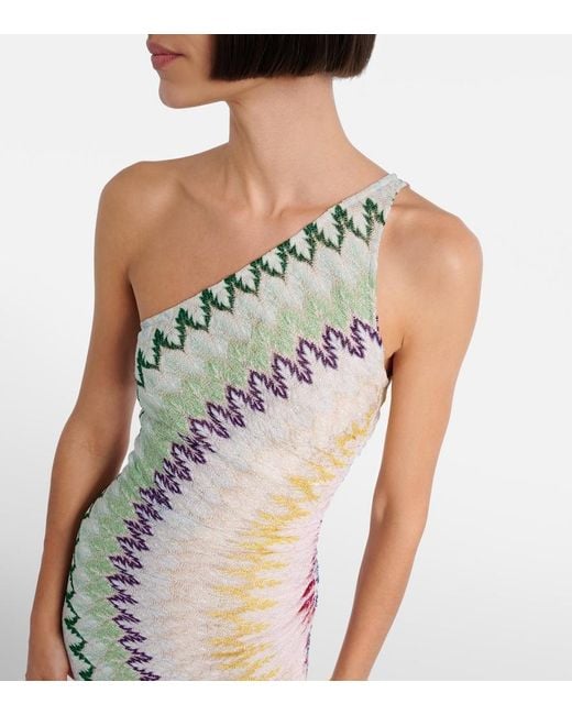 Missoni White One-Shoulder Lame Gown