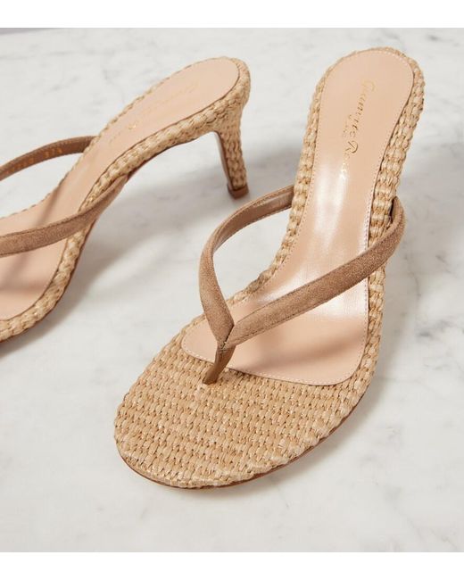 Gianvito Rossi Pink Calypso Raffia And Suede Thong Sandals