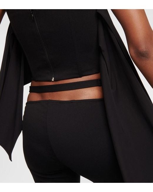 The Attico Black Cutout Jersey Flared Pants