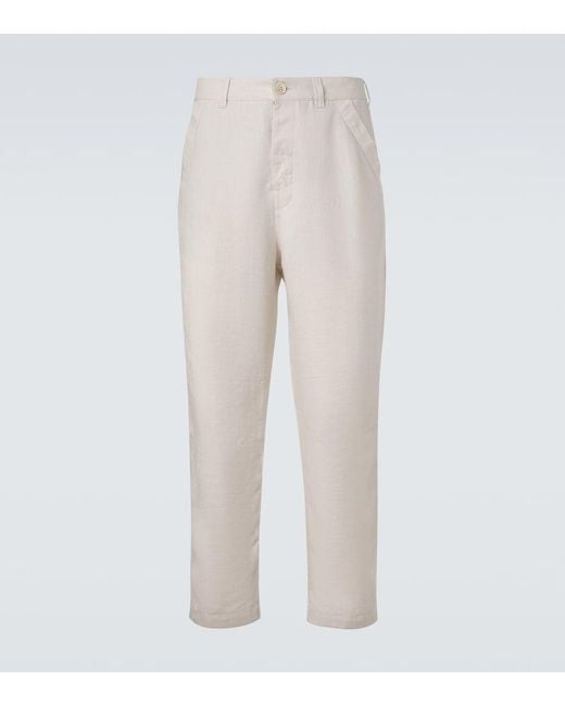 Brunello Cucinelli Natural Linen Straight Pants for men