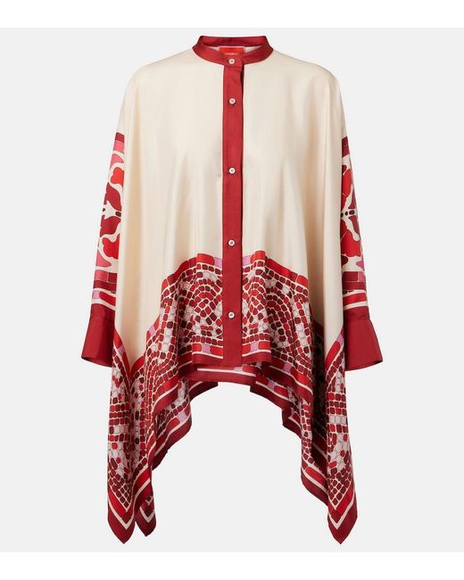 LaDoubleJ Red Foulard Printed Silk Twill Shirt