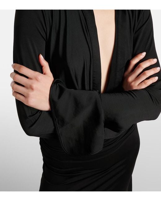 AYA MUSE Black Freya Draped Crop Top