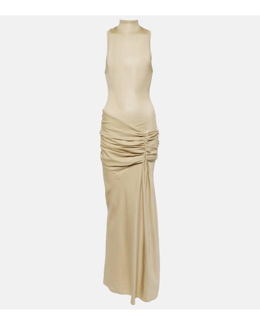 Christopher Esber Natural Fusion Ruched Faille Maxi Dress