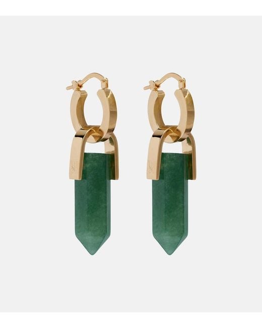 LaDoubleJ Green Pillar Embellished-Plated Earrings