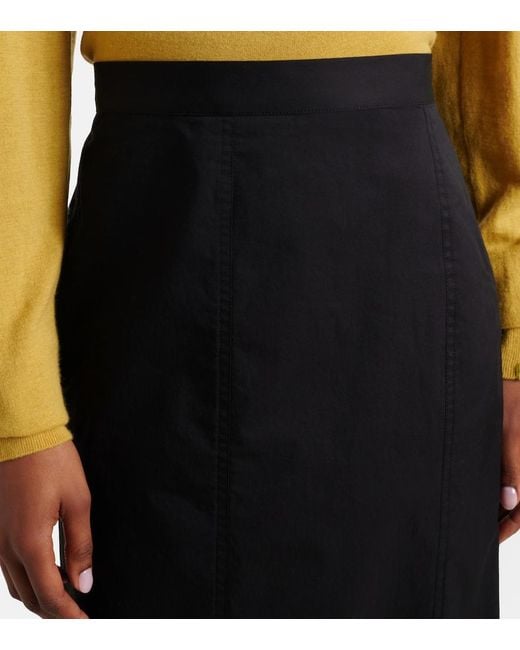 Plan C Black Ruffled Cotton-Blend Poplin Midi Skirt