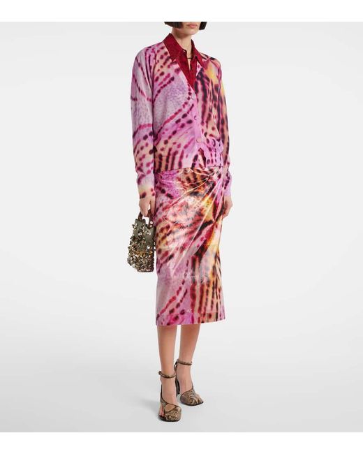 Gonna Midi Sami Con Stampa di Dries Van Noten in Red