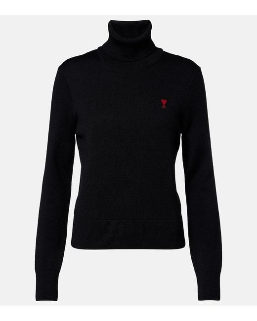 AMI Black Ami De Cour Wool Turtleneck Sweater