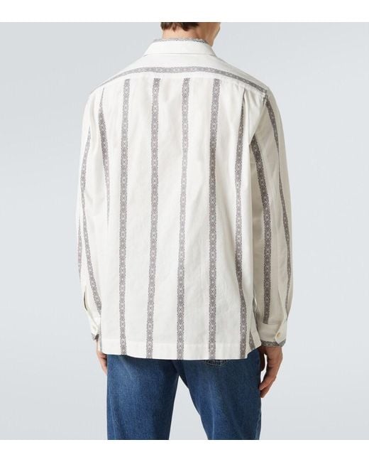 Brunello Cucinelli White Striped Cotton Shirt for men