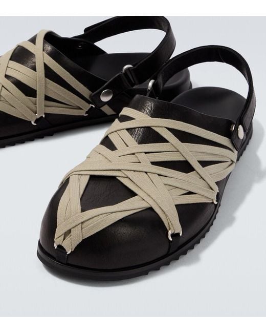 Rick Owens Black Megalace Leather Mules for men