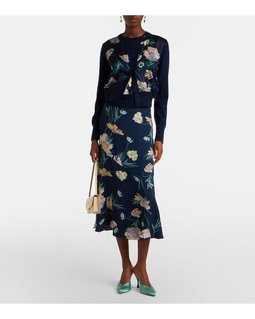 Erdem Blue Floral Wool Sweater Vest