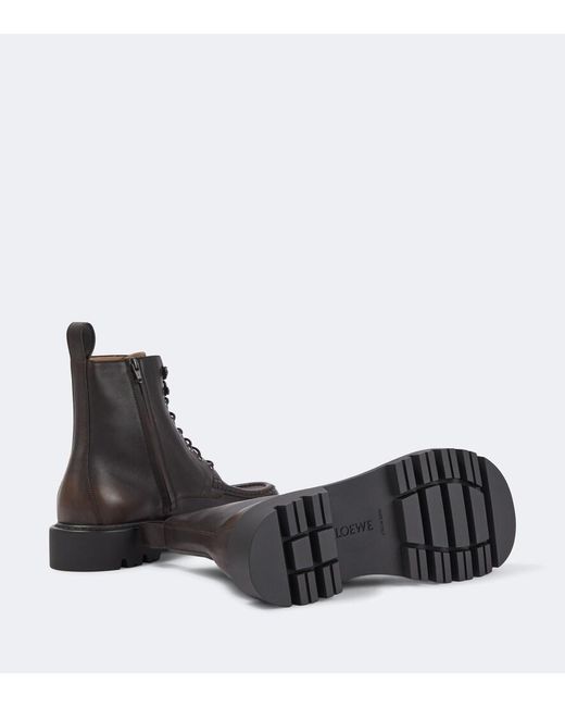 Loewe Black Sierra Leather Combat Boots for men