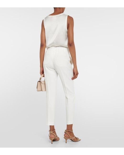 Brunello Cucinelli White Tailored Crepe Pants