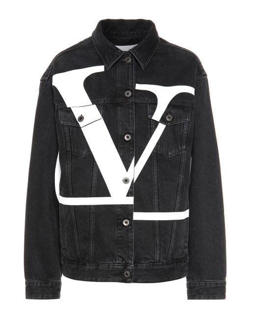 Valentino Black Deconstructed Vlogo Denim Jacket