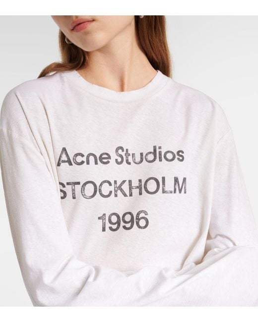 Acne White Long-Sleeve Round-Neck T-Shirt