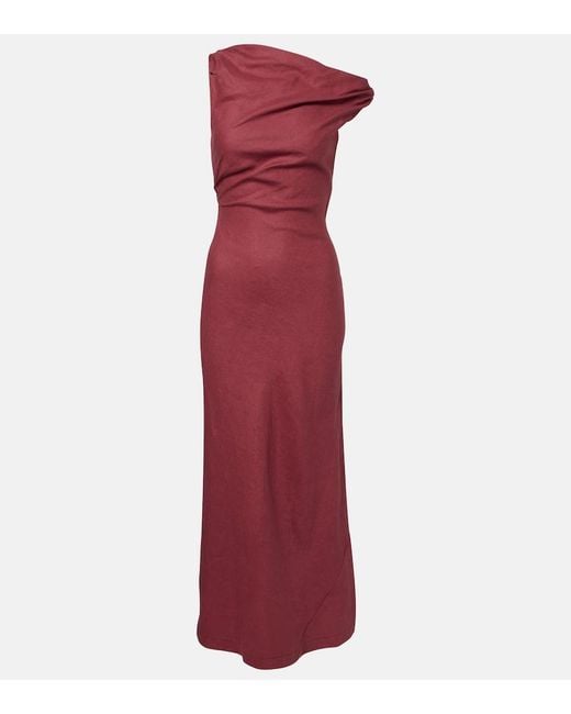 Faithfull The Brand Purple Suis Asymmetric Linen Maxi Dress