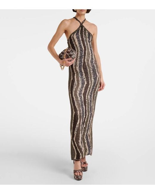 Missoni White Sequined Open-Back Lame Gown