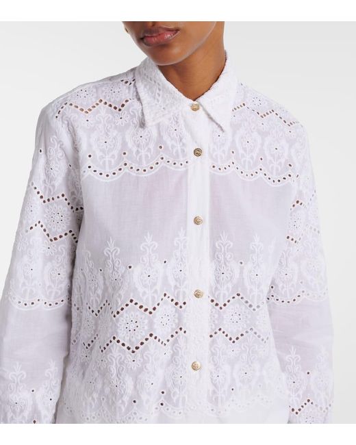 Melissa Odabash White Orla Broderie Anglaise Cotton Shirt