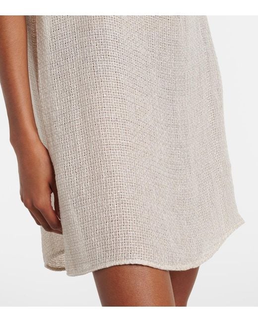 Leset Natural Stella Sequined Linen-Blend Minidress
