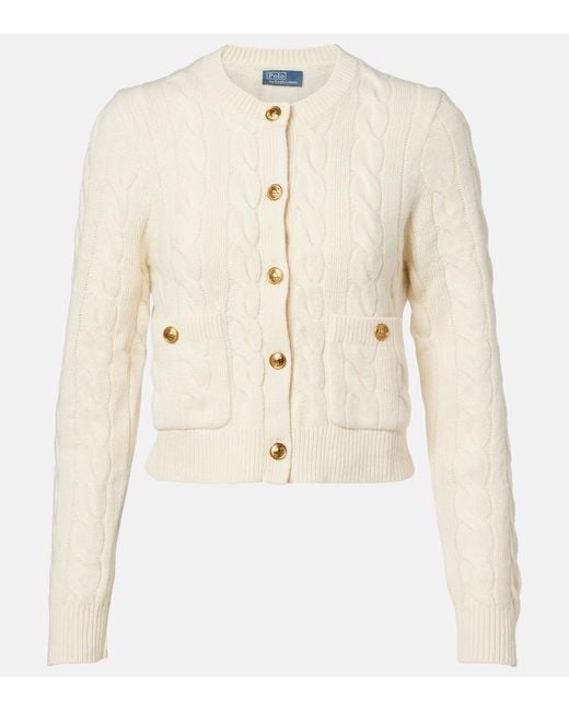Polo Ralph Lauren Natural Cable-Knit Wool And Cashmere Cardigan