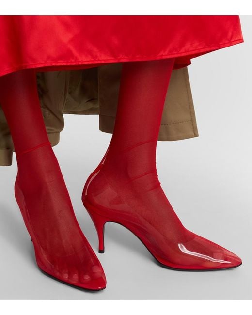 Herbert Levine Red Sheer Perfection Mesh Over-The-Knee Boots