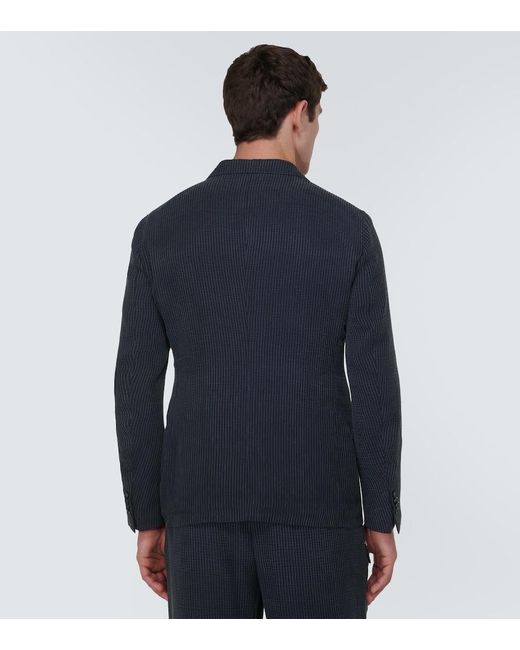 Giorgio Armani Blue Pinstripe Blazer for men