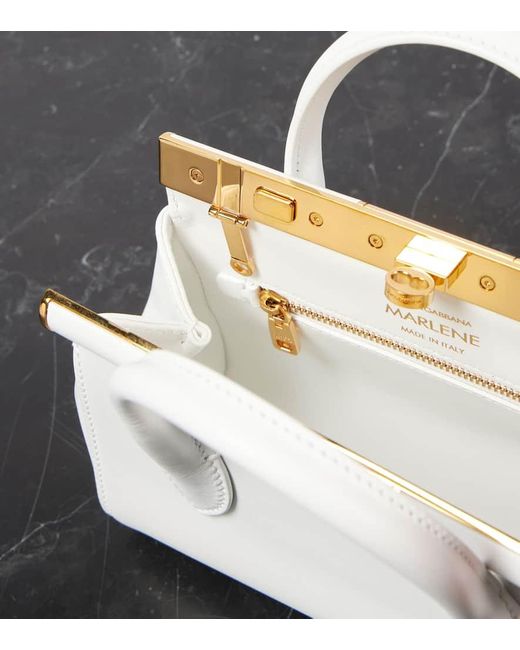 Dolce & Gabbana White Tote Bag Marlene Small Aus Leder