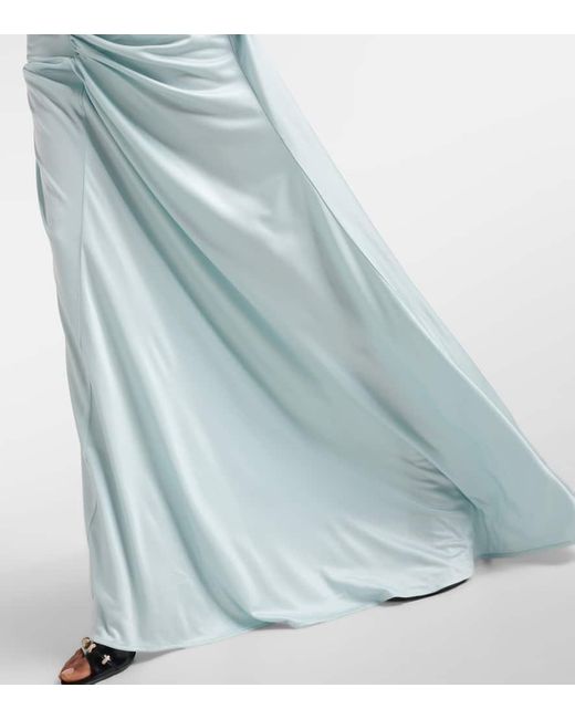 Givenchy Blue Draped Flared-hem Woven Midi Dress