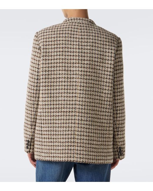 Valentino Brown Houndstooth Wool And Silk-Blend Boucle Blazer for men