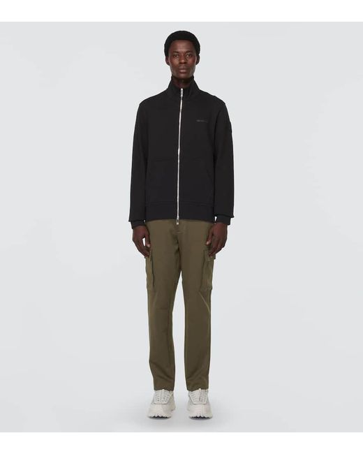 Moncler Black Cotton Fleece Zip-up Sweater for men